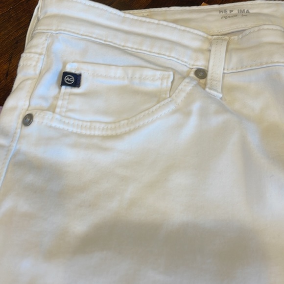 AG Prima Cigarette Crop Pants Cream Straight Leg Mid Rise Size 30R VTG Preppy - Picture 2 of 8